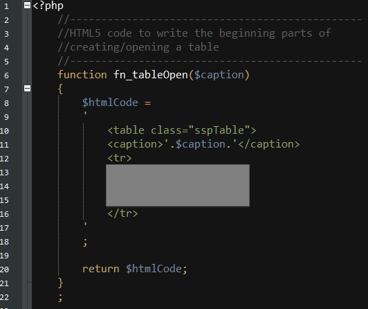 Sample function for SSP03 in php source code